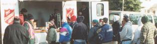 day laborers at Salvation Army handout