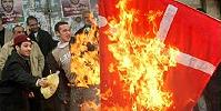 Muslim fanatics burn Danish flag