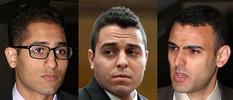 Greenwich Village beating suspects Sherif Rizk (from left), Hatem Farsakh and Mahmoud Habib