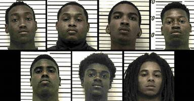 Top row, from left, are Adrian Lyryan Robinson, 19; Brandon Quanterrious “Brad” Wynn, 18, 4520 U.S. Hwy. 319 N.; Christian Savion Glover, 18, 1515 Fourth Ave. N.E. Apt. L5; and Derrick Demond Phillips, 18, 4520 U.S. Hwy. 319 N.. Bottom row, from left, are I-Key Tumazs Pinkins, 18 429 Sunrise Ave.; Ty’Cameron La’Darius Hayes, 18, 1515 Fourth Ave. N.E. Apt. E3; and Tykerious Raheem “Grumpy” Jones, 17, 129 Charm St. Apt. 6, Norman Park.