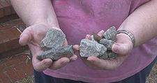 Elisabeth Cannon shows rocks thrown by feral black teens