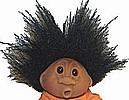 troll with black afro frizzy hair