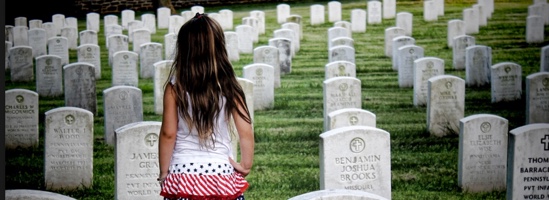 little girl in cemetery 