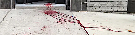 blood on sidewalk