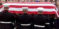 flag-draped casket